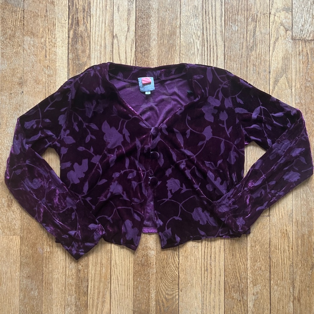 Vintage Rabbit Designs Floral Lace Purple Top